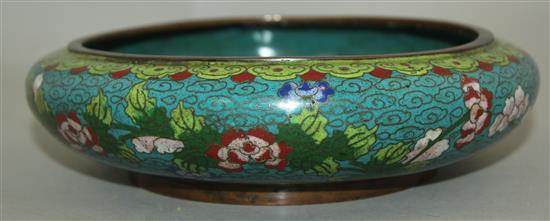 A Chinese cloisonne enamel compressed circular bowl, early 20th century, 21.5cm